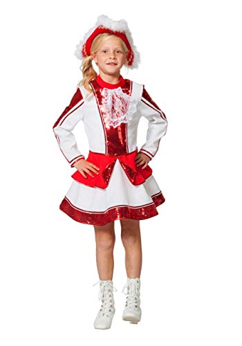 Tanzmariechen Kleid Garde für Kinder rot/weiß mit Pailletten ohne Hut Gr. 152 von Wilbers
