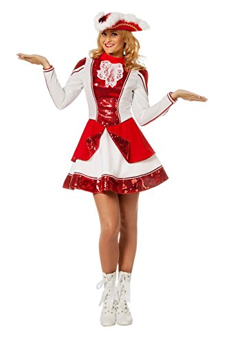 Wilbers 4140 Damenkostüm Tanzmariechen Deluxe Pailetten Rot Weiß Garde Kostüm Damen Karneval Fasching von Wilbers