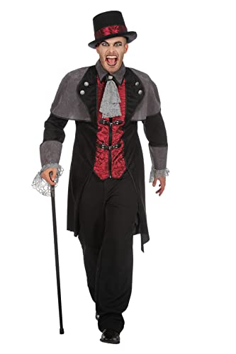 Wilbers Vampirkost?m Vampir Mantel Dracula Herren Kost?m Halloween Herrenkost?m M-XXL Schwarz/Grau 52 (L) von WILBERS & WILBERS