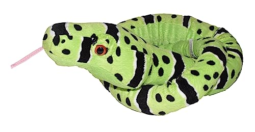 Wild Republic Plush Snake Grüne Gesteinsrassel, Plüsch-Schlange, Riesen-Kuscheltier, 137 cm, Baby Shower Geschenk, Stofftier, Füllung aus recycelten Wasserflaschen von WILD REPUBLIC