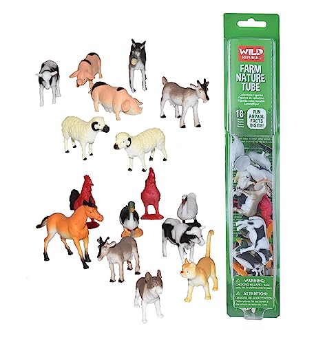 Wild Republic 12883 - Tubes Spielset, Farmtiere, 28 cm, grün von WILD REPUBLIC