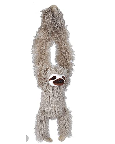 Wild Republic 16387 - Hanging Sloth, Hängendes Plüsch Faultier mit Klettverschlüssen, 44 cm, Braun, Dreifingerfaultier von Wild Republic