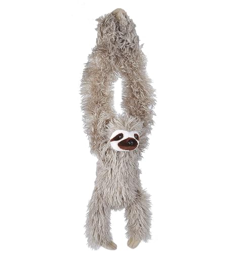 Wild Republic 16387 - Hanging Sloth, Hängendes Plüsch Faultier mit Klettverschlüssen, 44 cm, Braun, Dreifingerfaultier von WILD REPUBLIC