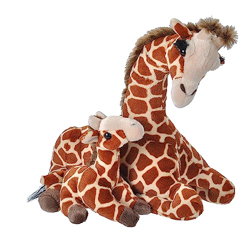 Wild Republic Mom and Baby Giraffe, Großes Kuscheltier, 38 cm, Geschenkidee für Kinder, Kuscheltier mit Baby, Riesen-Stofftier aus recycelten Wasserflaschen von WILD REPUBLIC