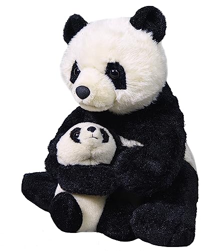 Wild Republic Mom and Baby Panda, Großes Kuscheltier, 38 cm, Geschenkidee für Kinder, Kuscheltier mit Baby, Riesen-Stofftier aus recycelten Wasserflaschen von WILD REPUBLIC