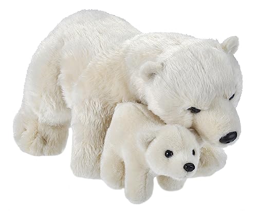 WILD REPUBLIC Mom and Baby Eisbär, Großes Kuscheltier, 38 cm, Geschenkidee für Kinder, Kuscheltier mit Baby, Riesen-Stofftier aus recycelten Wasserflaschen, 14" von WILD REPUBLIC