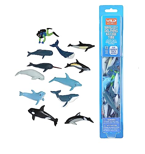 Wild Republic 20828 Wale und Delfine Spielfiguren-Set, Nature Tube, 12-teilig, Multi von Wild Republic