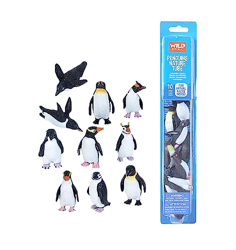 Wild Republic 20858 Pinguine Spielfiguren-Set, Nature Tube, 10-teilig, Multi von WILD REPUBLIC