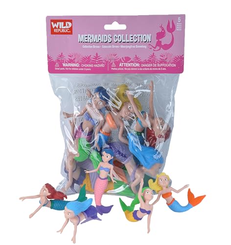 Wild Republic 21510 Polybag Tüte mit Tiersammlung, Meerjungfrauen, 5 Figuren, bunt von WILD REPUBLIC