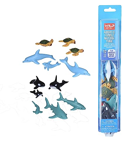 Wild Republic 21669 Meerestier Familie, Spielfiguren-Set, Nature Tube, 12-teilig, Multi von WILD REPUBLIC