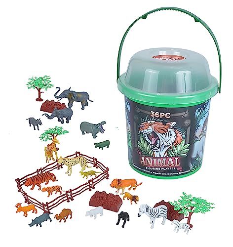 Wild Republic 22112 Spielfiguren-Set Afrikanische Tierwelt, Spieleimer, Adventure Bucket, 20 cm, 36-teilig, Multi von WILD REPUBLIC