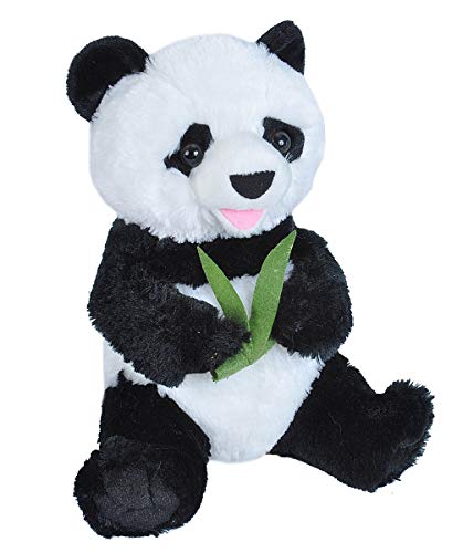 Wild Republic 22282 Plüschtier Pandabär sitzend mit Bambus, Panda Kuscheltier, Stofftier, 25 cm, Multi von WILD REPUBLIC