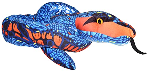 Wild Republic Plush Snake Blau Orange, Plüsch-Schlange, Riesen-Kuscheltier, 137 cm, Baby Shower Geschenk, Stofftier, Füllung aus recycelten Wasserflaschen von WILD REPUBLIC