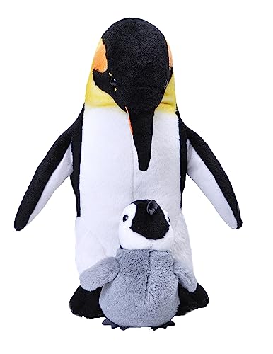 Wild Republic Mom and Baby Kaiserpinguin, Großes Kuscheltier, 38 cm, Geschenkidee für Kinder, Kuscheltier mit Baby, Riesen-Stofftier aus recycelten Wasserflaschen von WILD REPUBLIC