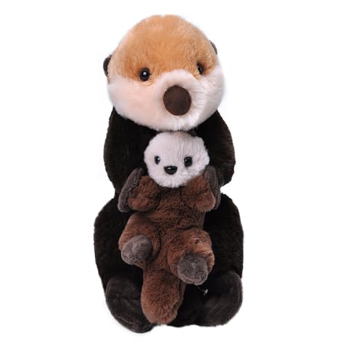 Wild Republic Mom and Baby Seeotter, Großes Kuscheltier, 38 cm, Geschenkidee für Kinder, Kuscheltier mit Baby, Riesen-Stofftier aus recycelten Wasserflaschen von Wild Republic