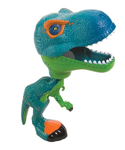 Wild Republic Chomper Grün T-Rex, Dinosaurier-Spielzeug, Dinosaurier-Geschenk für Jungen, Auf den Auslöseknopf drücken, Um den Mund zu schließen, Grün Dinosaurier Chompers, 24 cm von WILD REPUBLIC