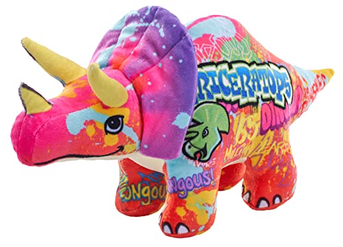 Wild Republic Graffiti Dino, Triceratops, Geschenk für Kinder, Plüschspielzeug, Stoff und Füllung sind gesponnene recycelte Wasserflaschen von WILD REPUBLIC