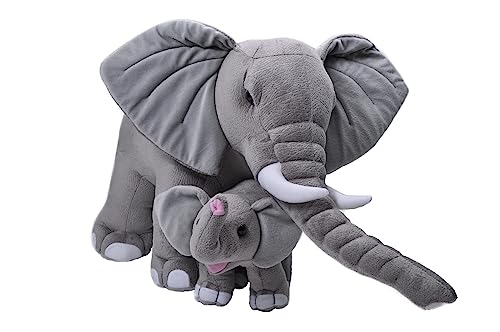 Wild Republic Mom and Baby Jumbo Elefant, Großes Kuscheltier, 76 cm, Geschenkidee für Kinder, Kuscheltier mit Baby, Riesen-Stofftier aus recycelten Wasserflaschen von WILD REPUBLIC