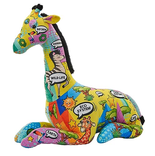 Wild Republic Message from The Planet Jumbo Giraffe, Stofftier, 76 cm, Plüschtier, Füllung aus gesponnenen recycelten Wasserflaschen von WILD REPUBLIC