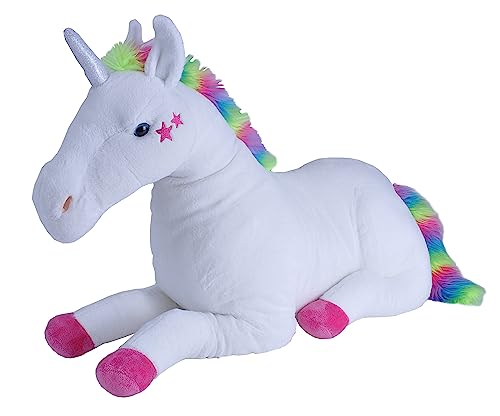 Wild Republic Cuddlekins Jumbo Einhorn Weißes, Stofftier, Baby-Geschenk für Mädchen und Jungen, Kinder Plüschtier, Kuscheltier Für Babys, Spielzeug aus Recyclingmaterial, 76 cm von WILD REPUBLIC