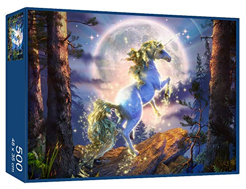 Mystical Moon Unicorn 500 Teile Jigsaw Puzzles für Erwachsene und Kinder (Inklusive Poster-Puzzle-Anleitung) von Wild Star Hearts