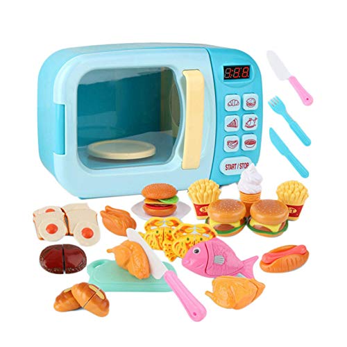 Kids Microwave Toy - batteriebetriebenes Küchengerätespielzeug für Kleinkinder Kinder, tun Sie spielen elektronische Mikrowelle mit Spielfutter | Interaktives Kochspiel für frühes Lernen fantasievolle von WildHarmony