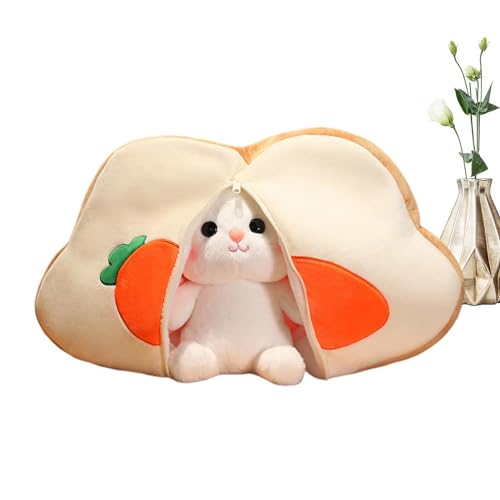 WildHarmony Bunny transformiert, Plüsch Reißverschluss Bunny - Transformation Doll - Bunny Plushie Puppe, süßes Stofftier mit Toast -Design, stickige Puppe für, Mädchen von WildHarmony