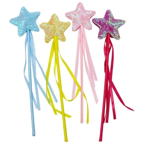 WildHarmony Kinderstabpackungen, Glitzerprinzessin | 4X Glitter Kids Spielzeug mit glänzenden Pailletten, Soft Ribbons,Dress-up Stick Set für Weihnachten Rollenspiele Brautschauer von WildHarmony