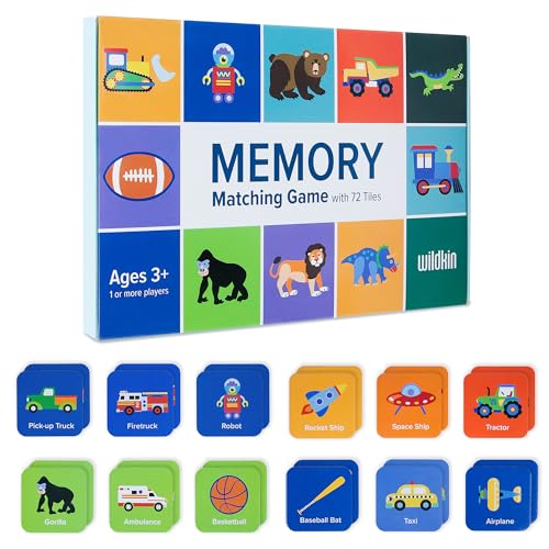 Wildkin Memory Matching Game Cards for Boys & Girls, Learning Cards Activities for Toddlers and Preschool, Educational Cards to Boost Memory, Kids Ultimate Study Companion (Adventure, 72, Tiles) von Wildkin