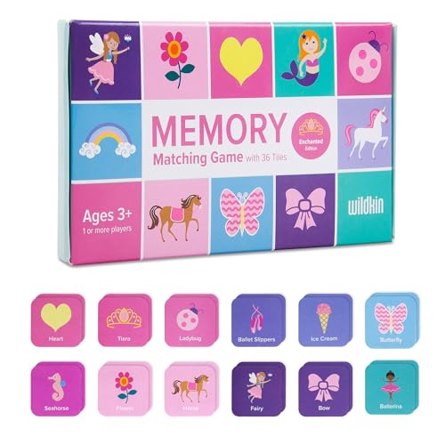 Wildkin Memory Matching Game Cards for Boys & Girls, Learning Cards Activities for Toddlers and Preschool, Educational Cards to Boost Memory, Kids Ultimate Study Companion (Enchanted, 36, Tiles) von Wildkin