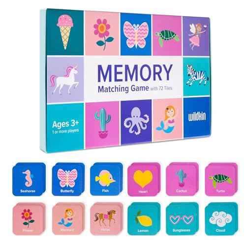 Wildkin Memory Matching Game Cards for Boys & Girls, Learning Cards Activities for Toddlers and Preschool, Educational Cards to Boost Memory, Kids Ultimate Study Companion (Whimsical, 72, Tiles) von Wildkin