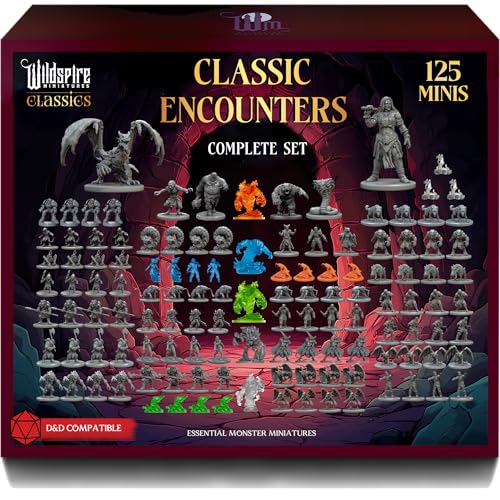 Komplettes klassisches Kreaturen-Set – Set 1 + Set 2 – bemalbare essentielle DND Monster Miniaturen Bulk – 120 Miniaturen für D&D 28 mm Skala Minatures Dungeons and Dragons Minis D&D Minature Figuren von Wildspire