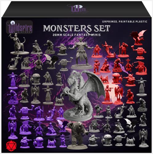 Wildspire Fantasy Miniatures & Bookish Dragon for DND Miniatures Monsters DND 28mm-32mm Bulk Dungeons & Dragons Miniatures D&D Miniatures Monster DND Minis DND Figuren Starter Pathfinder Miniaturen von Wildspire