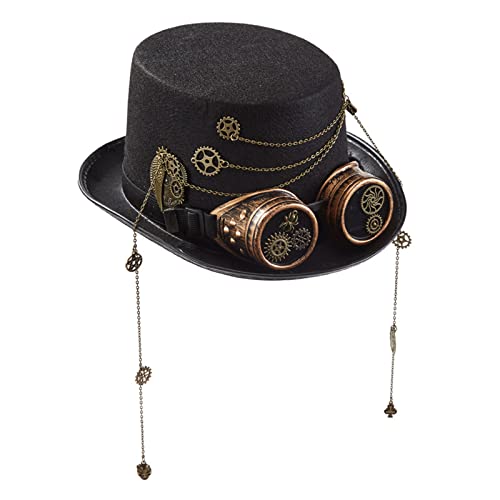 Retro Zylinder Steampunk Hut Halloween Hut Mit Zahnrad Kette Viktorianische Brille Performance Hut Top Hat Für Halloween Halloween Hut von Wilgure