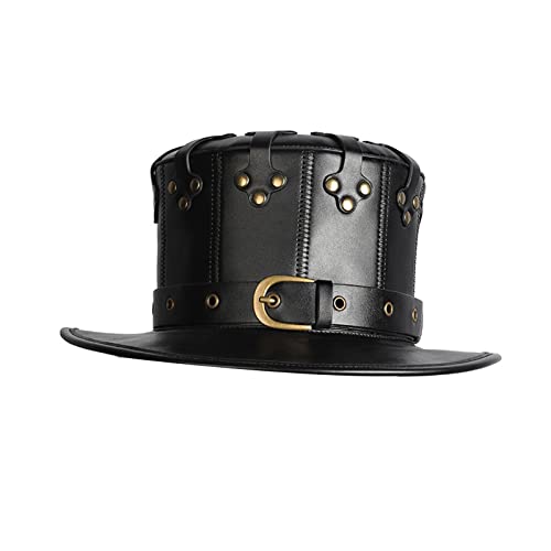Steampunk-Mütze für Herren, mit Brille, Punk-Hut, Zylinder, Steampunk, Bowler, Hut-Maskerade, Halloween, GothHat, Maskerade-Hut für Herren von Wilgure