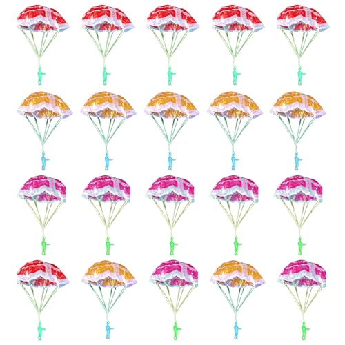 Wilgure 20Pcs Fallschirm Spielzeug Outdoor Fliegen Spielzeug Für Kinder Kleinkind Nicht Verwicklungen Werfen Fallschirm Fliegen Werfen Außerhalb Spielzeug Geschenke von Wilgure