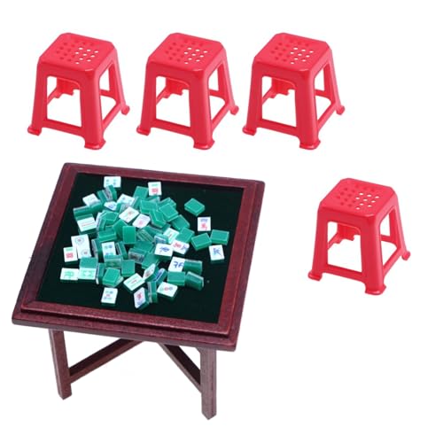 Wilgure Dolls House Small Mahjong Set Tisch Und Stühle 1:12 Model Spielzeug Teenager Girls Dollhouses So Tun Spielen von Wilgure