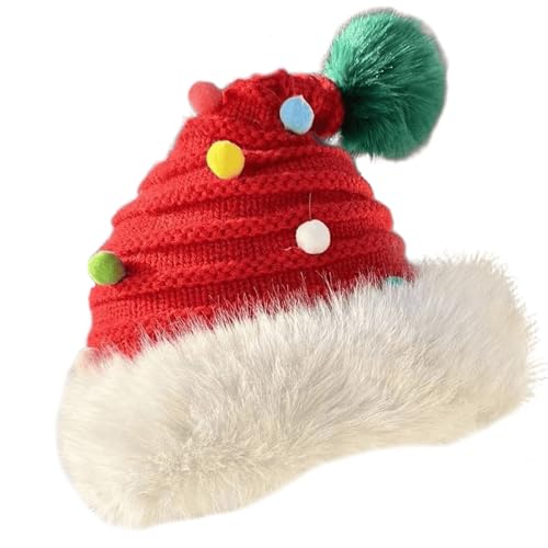 Wilgure Weihnachtskappen Unisex Santa Hats Warm Hat Strick Caps Pompoms Für Cosplay Aktivitäten Und Urlaubsmode von Wilgure