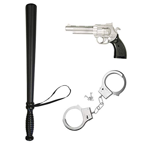 Wilhelm Sell® 3-teiliges Kostüm Zubehör Set Polizei - Ideales Outfit & Accessoire für Fasching, Karneval, Halloween, Geburtstag, Motto-Partys und Fastnacht (03-teilig - Polizei-Set 2) von Wilhelm Sell