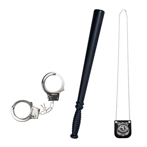 Wilhelm Sell® 3-teiliges Kostüm Zubehör Set Polizei - ideales Outfit & Accessoire für Fasching, Karneval, Halloween, Geburtstag, Motto-Partys und Fastnacht (03-teilig - Polizei-Set 3) von com-four