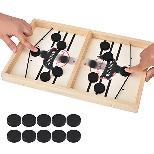 Hockey Brettspiel, Holz Schnell Sling Puck Match-Spiel, Bouncing Brettspiel, 2in1 Interaktion Tischhockey Katapult, Portable Schachbrettset Partyspiele Tisch-Desktop-Spiel von Willingood