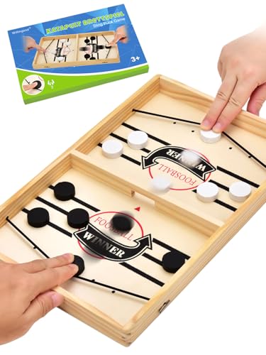 Hockey Brettspiel, Holz Sling Puck Spiel, Zwei-Spieler-Brettspiel,Tischhockey, Schnell Bouncing Brettspiel, Portable Schachbrettset Partyspiele Tisch-Desktop-Spiel von Willingood