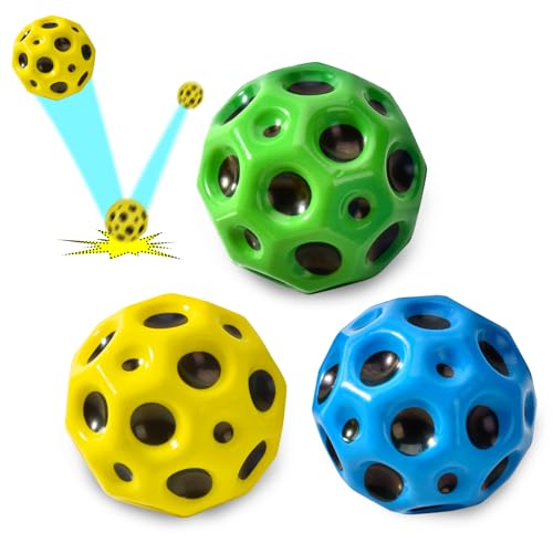 Willingood 3St Moon-Ball, Spaceball, Mini Gummiball, Super High Bouncing Lightweight Springen Ball, Hüpfbälle, Bouncy Spaceballs für Kinder, Interaktives Spielzeug zum Stressabbau von Willingood