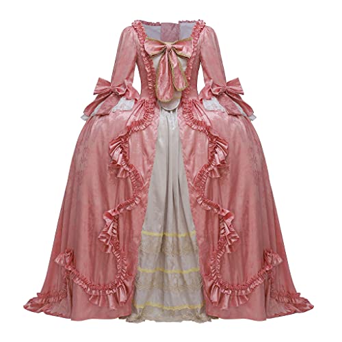 Willyacos Court Rokoko Barock Marie Antoinette Ballkleider 18. Jahrhundert Georgische Ära Kostüme Kleid Viktorianisches Ballkleid (Rosa, S) von Willyacos