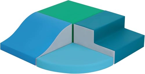 Schaumstoff Bausteine Kinder Klettern Indoor: 4 Softbausteine Riesenbausteine Spielbausteine - Weiche Bausteine Baby Montessori Großbausteine Kletterspielzeug Outdoor (Modernen 4-teiliges Set) von Wilwolfer