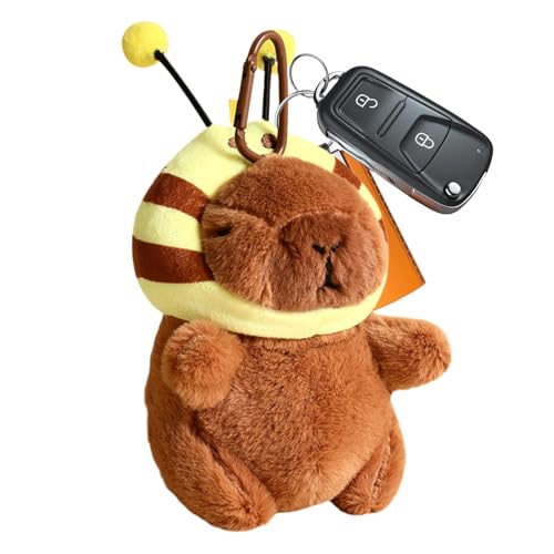 Wimnqie Capybara Taschenanhänger, Capybara Kuscheltier,Kreatives Capybara-Bienen-Stofftier - Multifunktionale Tierplüschtiere, tragbarer Taschenanhänger für Rucksack, Schultasche von Wimnqie