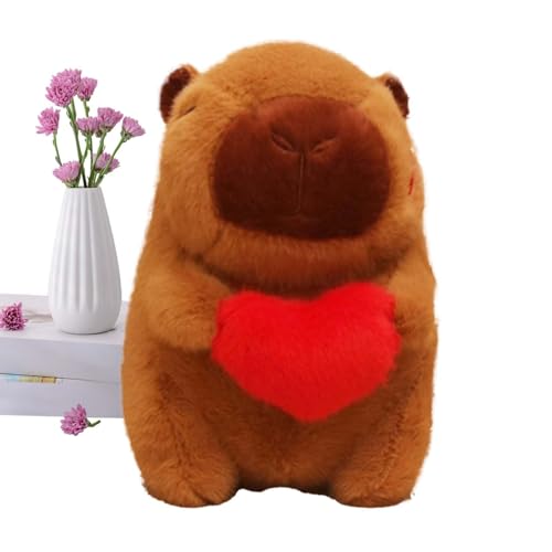 Wimnqie Gefülltes Capybara-Plüschtier,Capybara-Plüschtier - Valentine Stoffpuppe Capybara Plüschtier,Niedliches Tierpuppenspielzeug, weiches, Bezauberndes Cartoon-Capybara-Plüschtier für Kinder und von Wimnqie