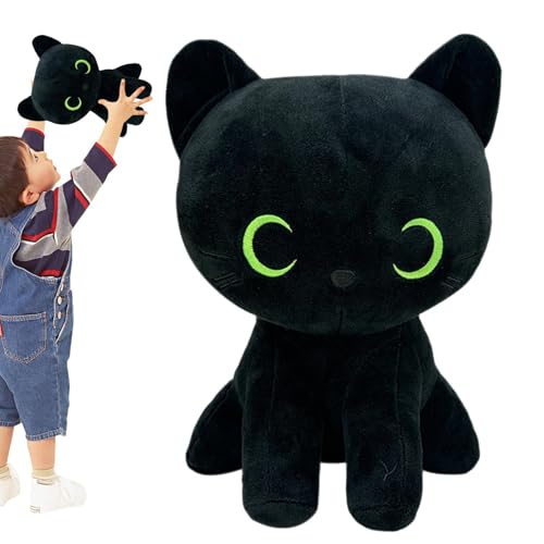 Wimnqie Schwarze Katze Plüsch Stofftier Spielzeug,Schwarze Katze Plüschtiere Kissen, Schwarze Katze Puppe Plüschtier Tierspielzeug, Hautfreundliches schwarzes Katzen-Plüschtier für Schlafzimmer, Sofa, von Wimnqie