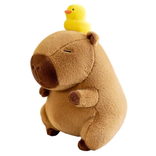 Wimnqie Süße Capybara-Plüschtiere, Capybara-Plüschtiere,Schöne Capybara-Plüschpuppe - Stofftier-Plüschtiere für Kinder, weiches Capybara mit Ente auf dem Kopf als Heimdekoration von Wimnqie