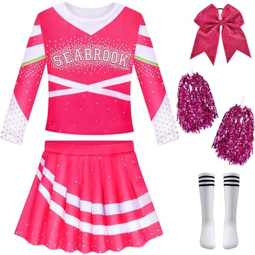 Windskids Addison Cheerleader Kostüm mit Pom Poms Mädchen Zombie High School Cheerleading Outfits und Kopfbedeckung Socken für Halloween Karneval Party Maskerade Performance Verkleidung, 3-10 Jahre Windskids Addison Cheerleader Kostüm mit Pom Poms Mädchen Zombie High School Cheerleading Outfits und Kopfbedeckung Socken für Halloween Karneval Party Maskerade Performance Verkleidung, 3-10 Jahre von Windskids